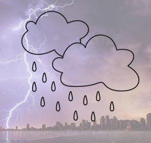 Ciudad Púrpura Bajo La Lluvia