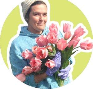 Tonya, with the flowers.