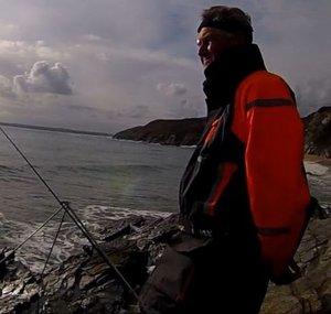Cornish Shore and Kayak Fisherman